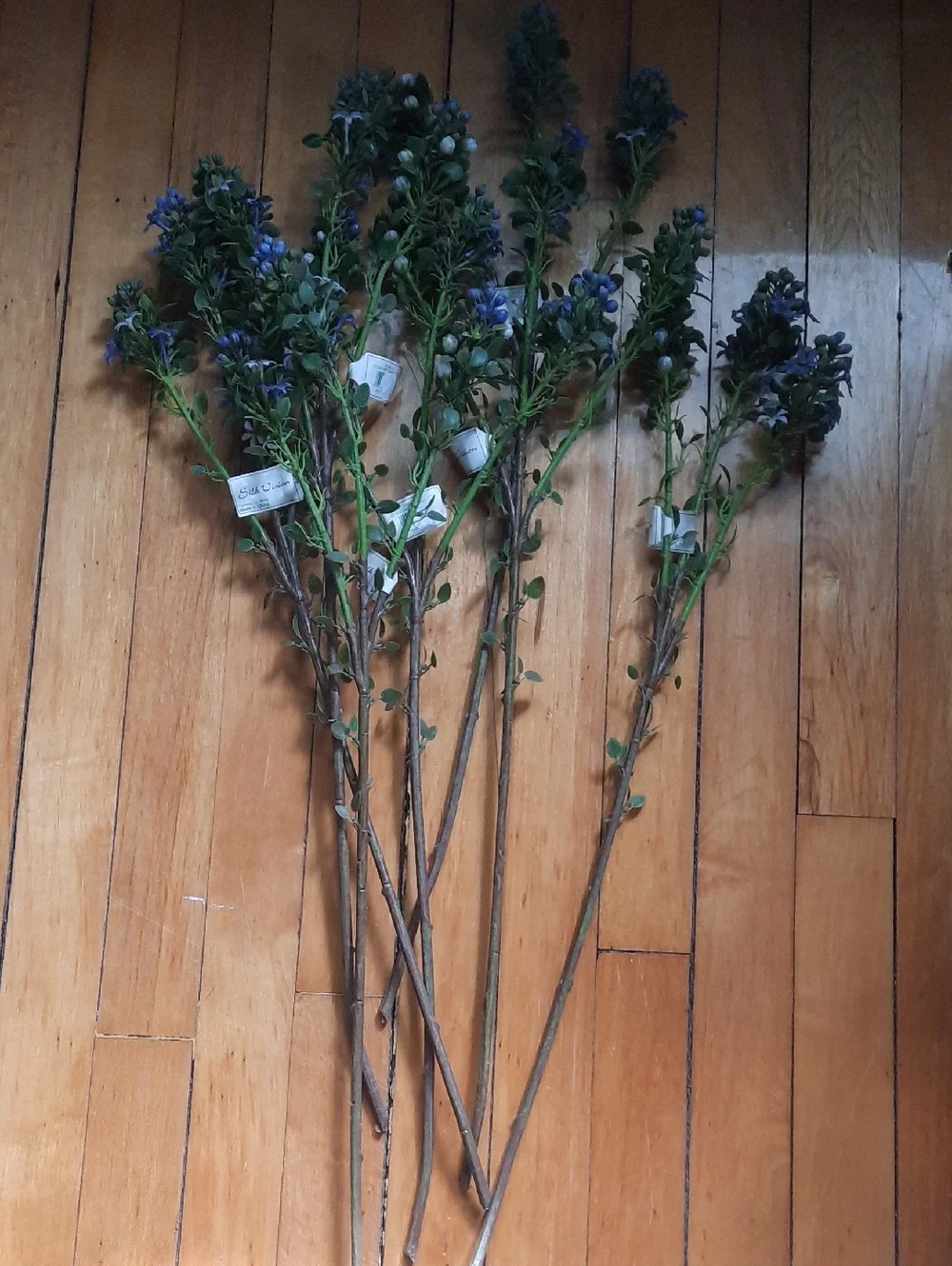 Blue Floral Cosmos Stems Set 7 NWT - Home Accents Silk Artificial Flowers Wired
